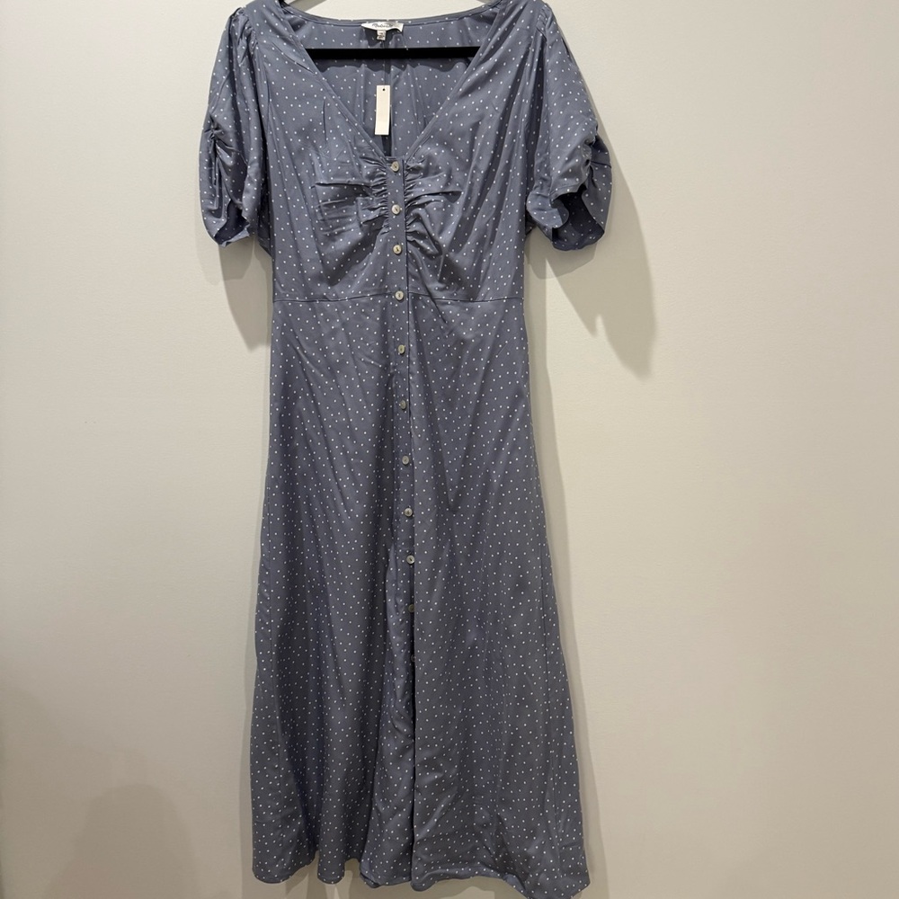 NWT Madewell Size 10 Leedra Button-Front Midi Dress in Dot
